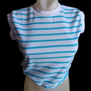 Vintage Women's Small T-shirt New Wave Sleeveless Striped Top Buttery Trash